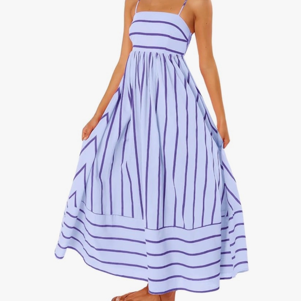 Petal & Pup Lavender and Navy Striped Maxi Dress - Picture 5 of 6